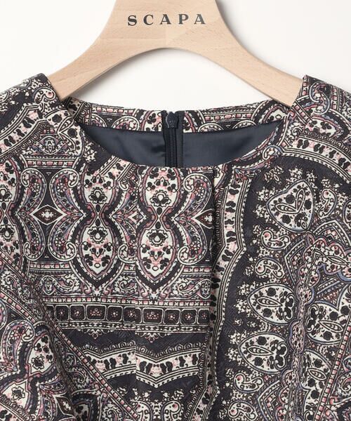 SCAPA Lサイズ / スキャパエルサイズ ドレス | ジャカードサラサ六分袖ワンピース | 詳細3