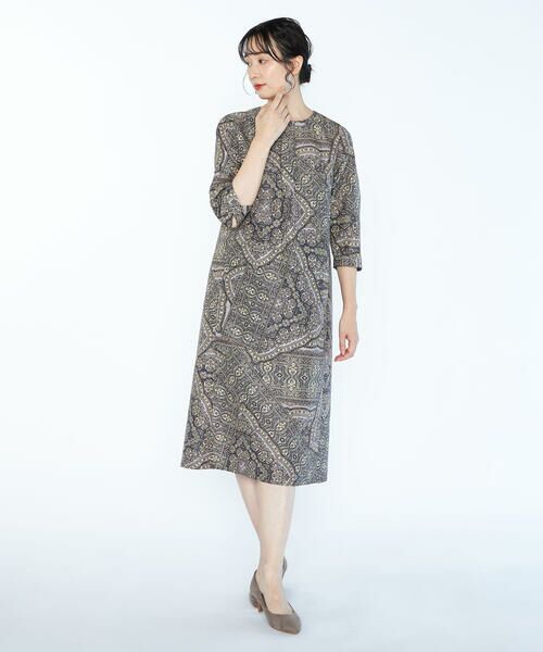SCAPA Lサイズ / スキャパエルサイズ ドレス | ジャカードサラサ六分袖ワンピース | 詳細12