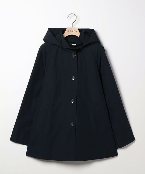 SCAPA Lサイズ/スキャパエルサイズ コットンタッサーフード付きコート ネイビー 44 SCAPA Lサイズ/スキャパエルサイズ コットンタッサーフード付きコート ネイビー 44