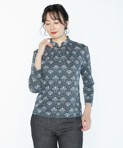 SCAPA Lサイズ/スキャパエルサイズ サラサプリントカットソー ネイビー 44 SCAPA Lサイズ/スキャパエルサイズ サラサプリントカットソー ネイビー 44
