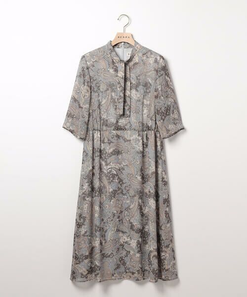 SCAPA Lサイズ/スキャパエルサイズ サラサペーズリーワンピース ブルー 44 SCAPA Lサイズ/スキャパエルサイズ サラサペーズリーワンピース ブルー 44