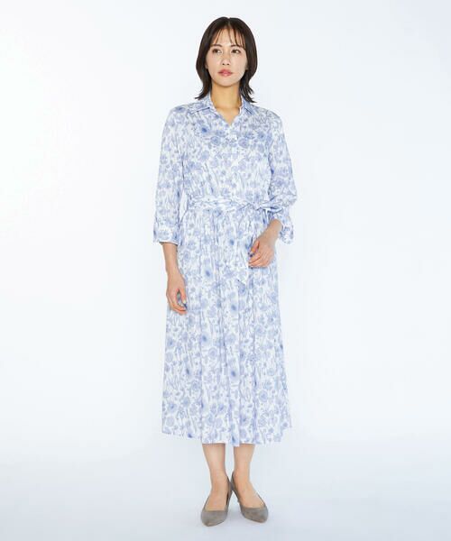 SCAPA Lサイズ / スキャパエルサイズ ドレス | Ｌｉｂｅｒｔｙ　Ｐｒｉｎｔモノフラワーワンピース（ライトブルー）