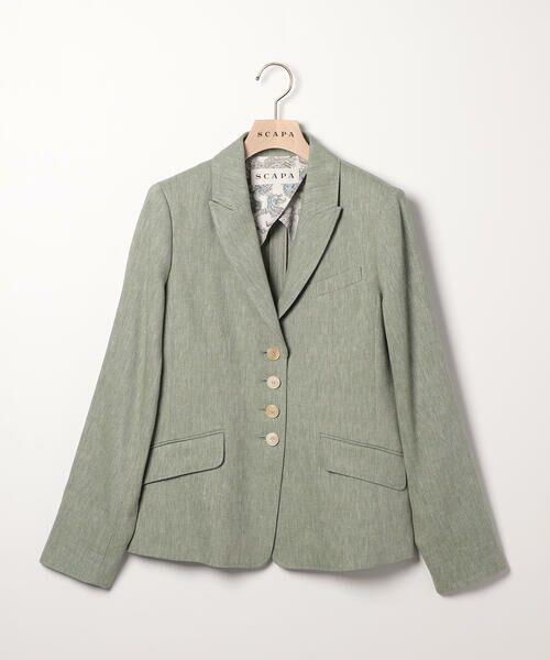 SCAPA Lサイズ/スキャパエルサイズ リネンコットンストレッチジャケット ライトグリーン 46 SCAPA Lサイズ/スキャパエルサイズ リネンコットンストレッチジャケット ライトグリーン 46