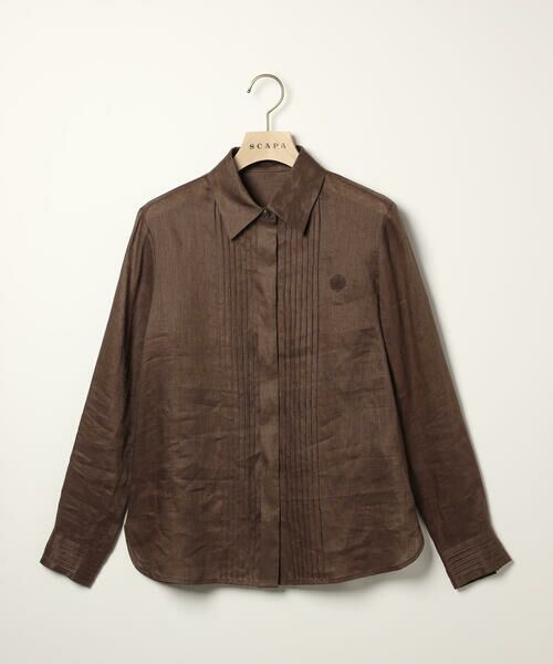 SCAPA Lサイズ / スキャパエルサイズ シャツ・ブラウス | フロレンスリネンブラウス（ダークブラウン）