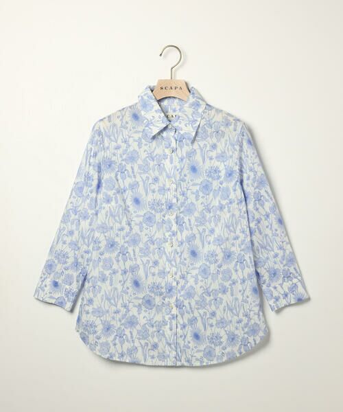 SCAPA Lサイズ/スキャパエルサイズ Liberty Printモノフラワーシャツブラウス ライトブルー 42 SCAPA Lサイズ/スキャパエルサイズ Liberty Printモノフラワーシャツブラウス ライトブルー 42