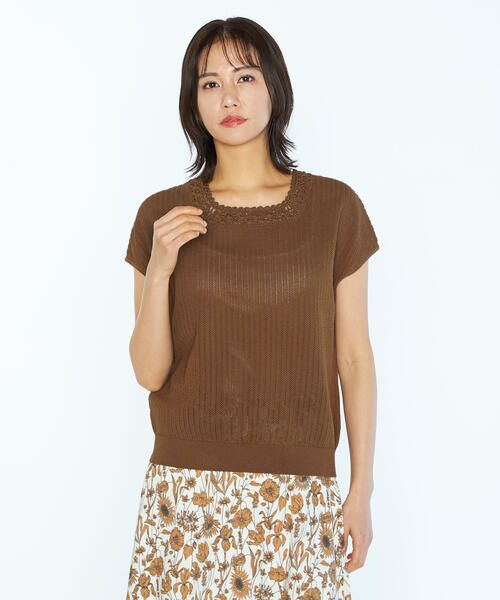 SCAPA Lサイズ / スキャパエルサイズ ニット・セーター | アププレ半袖プルオーバーニット（ダークブラウン）