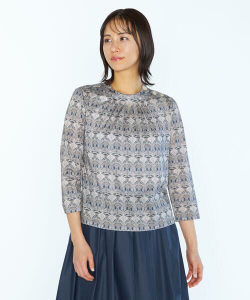 SCAPA Lサイズ/スキャパエルサイズ Liberty Printジャージカットソー ネイビー 42 SCAPA Lサイズ/スキャパエルサイズ Liberty Printジャージカットソー ネイビー 42