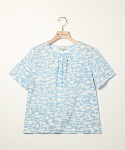 SCAPA Lサイズ / スキャパエルサイズ カットソー | レオパードプリント半袖カットソー（ライトブルー）