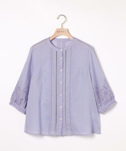 SCAPA Lサイズ/スキャパエルサイズ コットンローンブラウス パープル 44 SCAPA Lサイズ/スキャパエルサイズ コットンローンブラウス パープル 44