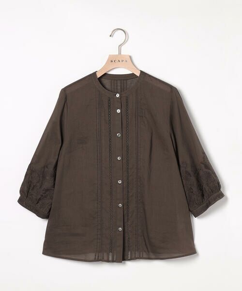 SCAPA Lサイズ / スキャパエルサイズ シャツ・ブラウス | コットンローンブラウス（ダークブラウン）