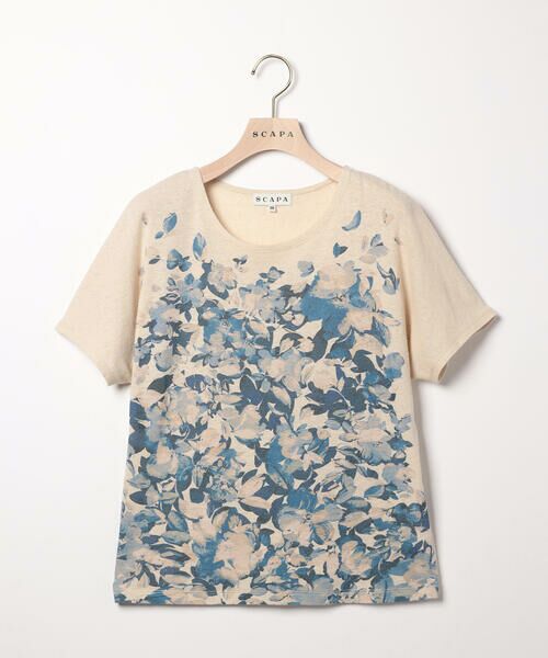 SCAPA Lサイズ / スキャパエルサイズ リノフラワージャージ半袖カットソー セール】 リノフラワージャージ半袖カットソー （カットソー