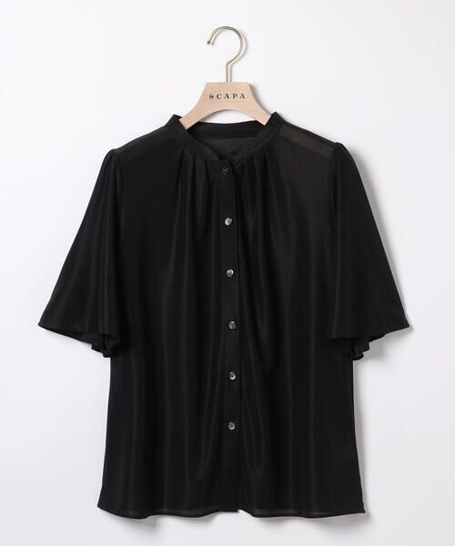 SCAPA Lサイズ / スキャパエルサイズ カットソー | シアージャージ前開きカットソー（ブラック）