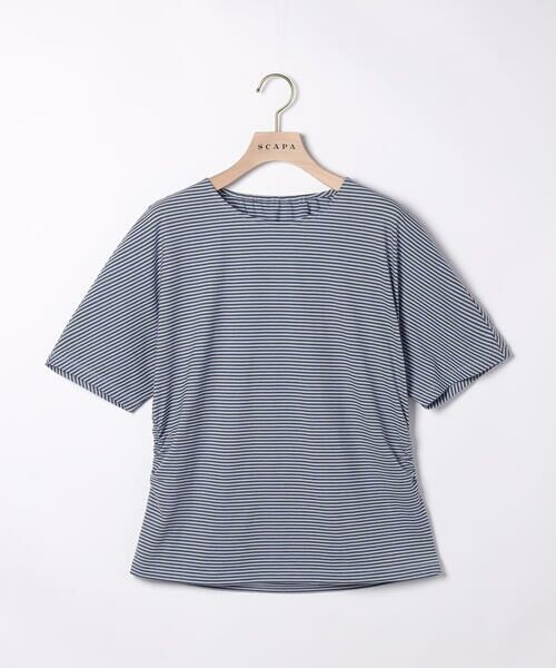 SCAPA Lサイズ / スキャパエルサイズ カットソー | コットンボーダーカットソー（ライトブルー）