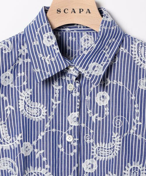 SCAPA Lサイズ / スキャパエルサイズ シャツ・ブラウス | エンブロペーズリーストライプブラウス | 詳細2