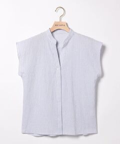 SCAPA Lサイズ / スキャパエルサイズ シャツ・ブラウス | サッカーストライプフレンチスリーブブラウス