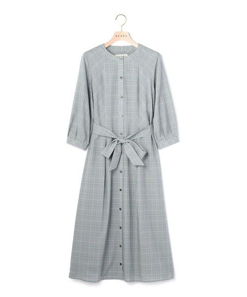 SCAPA Lサイズ / スキャパエルサイズ ドレス | ライトグレンチェックワンピース(グリーン)