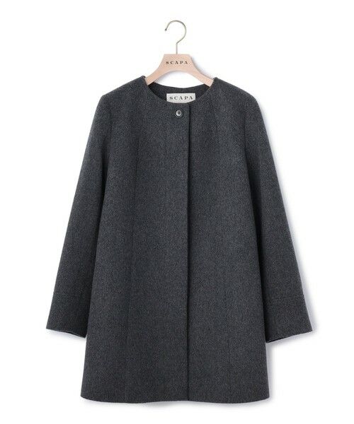 SCAPA Lサイズ/スキャパエルサイズ ウールビーバーノーカラーコート チャコールグレー 42 SCAPA Lサイズ/スキャパエルサイズ ウールビーバーノーカラーコート チャコールグレー 42