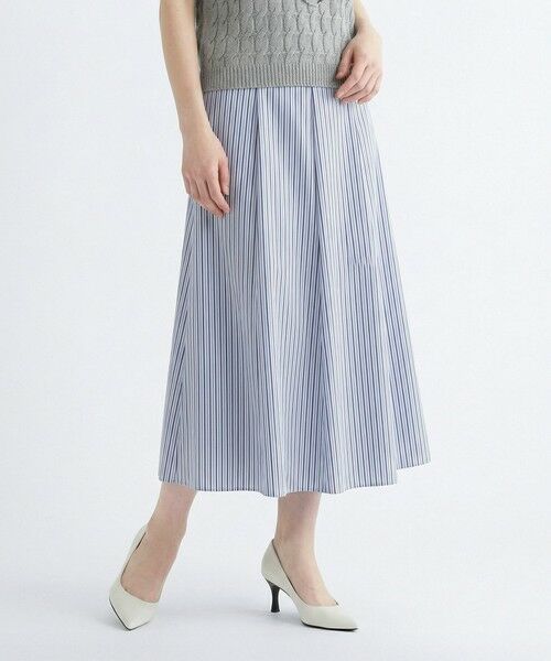 SCAPA Lサイズ / スキャパエルサイズ ミニ・ひざ丈スカート | トリニティストライプスカート（ライトブルー）