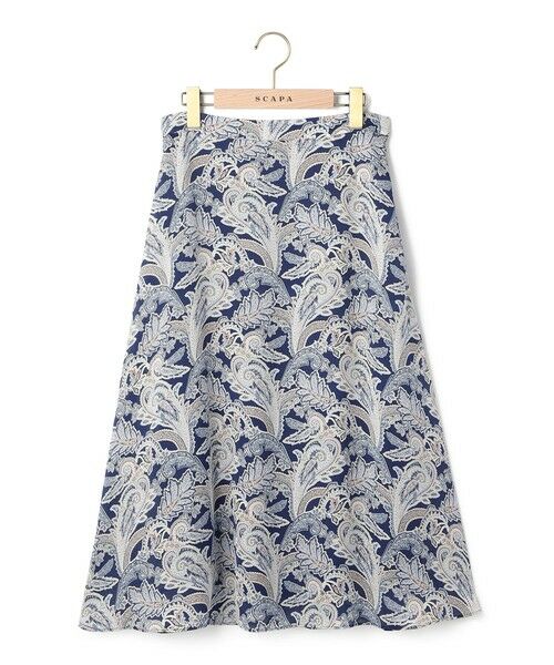 SCAPA Lサイズ / スキャパエルサイズ ミニ・ひざ丈スカート | ボヘミアンペーズリースカート（ネイビー）