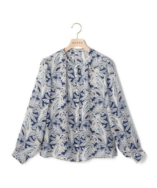 SCAPA Lサイズ / スキャパエルサイズ シャツ・ブラウス | ボヘミアンペーズリーブラウス（ネイビー）