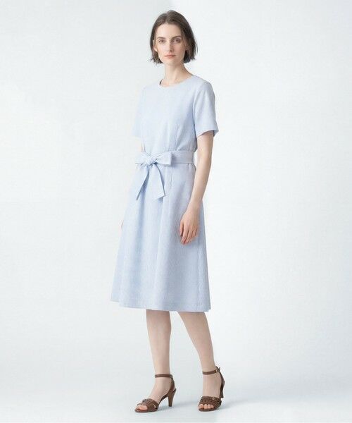 SCAPA Lサイズ / スキャパエルサイズ ドレス | サッカーストライプワンピース（ライトブルー）