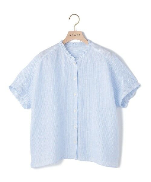 SCAPA Lサイズ / スキャパエルサイズ シャツ・ブラウス | リノストライプフリルカラーブラウス | 詳細1
