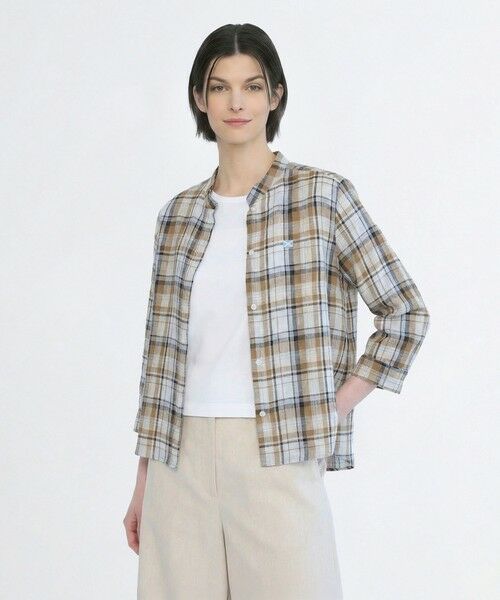 SCAPA Lサイズ / スキャパエルサイズ シャツ・ブラウス | リノマドラススタンドカラーブラウス（ライトブルー）