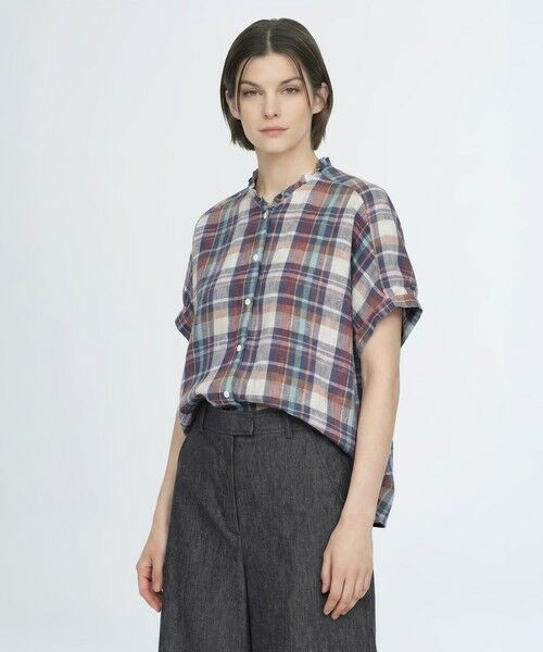 SCAPA Lサイズ / スキャパエルサイズ シャツ・ブラウス | リノマドラスフリルカラーブラウス（ネイビー）