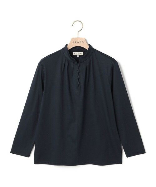 SCAPA Lサイズ / スキャパエルサイズ カットソー | 【ＷＥＢ先行販売】 スムースレイ衿付きカットソー（ネイビー）