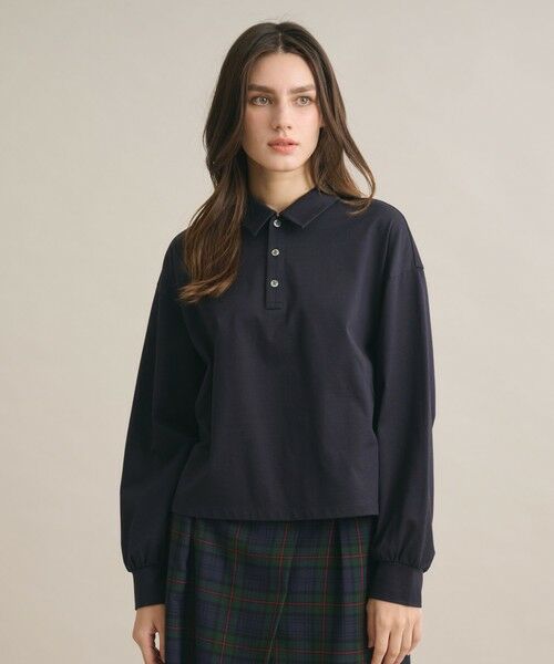 SCAPA Lサイズ / スキャパエルサイズ カットソー | コンパクトジャージ衿付きカットソー（ネイビー）