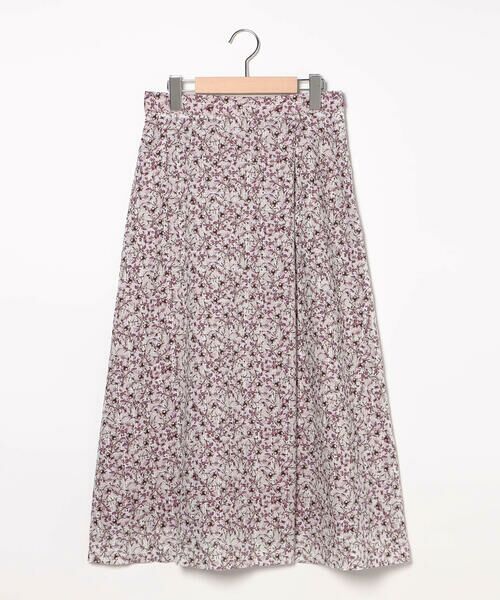 SCAPA / スキャパ ミニ・ひざ丈スカート | フラワーエンブロイダリースカート（ピンク）