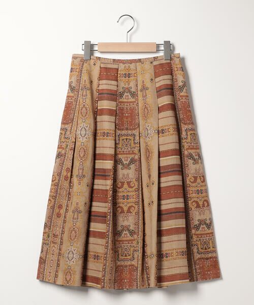 SCAPA / スキャパ ミニ・ひざ丈スカート | リネンサラサプリントスカート（ブラウン）