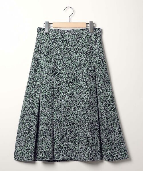 SCAPA / スキャパ ミニ・ひざ丈スカート | スモールリーフプリントスカート（ライトグリーン）