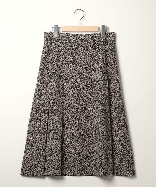 SCAPA / スキャパ ミニ・ひざ丈スカート | スモールリーフプリントスカート（ベージュ）