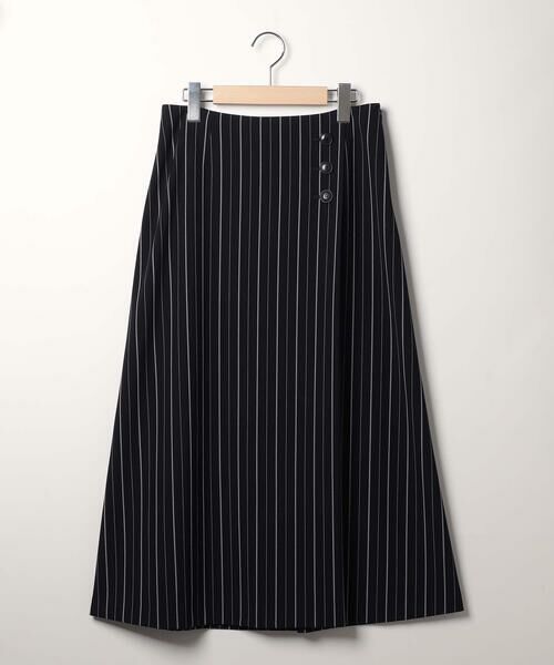 SCAPA / スキャパ ミニ・ひざ丈スカート | リオストライプスカート(ネイビー)