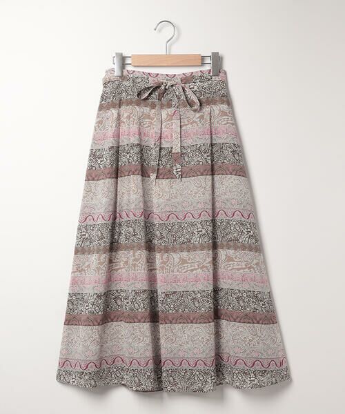 SCAPA / スキャパ ミニ・ひざ丈スカート | サラサボーダースカート（ピンク×ボーダー）