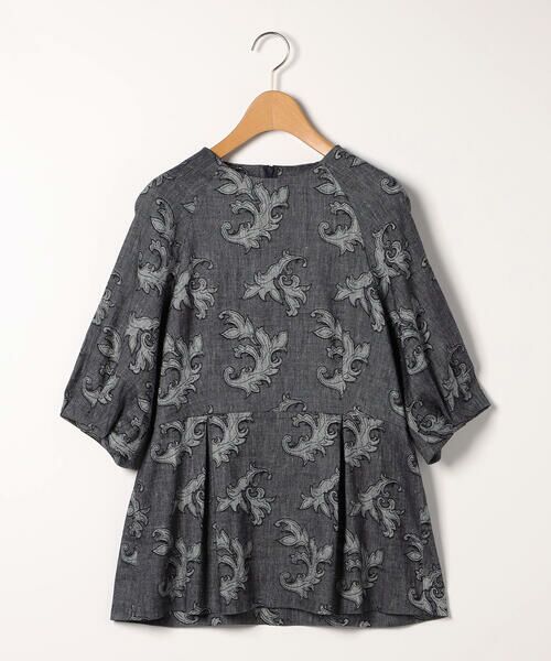 SCAPA / スキャパ シャツ・ブラウス | リネンコットンジャカードブラウス（ネイビー）