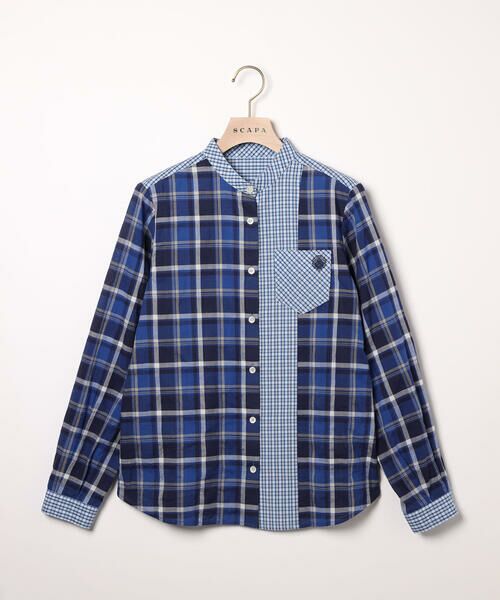 ★未使用品★アルキビオJ.M.リボット 23SS パッチワークブラウス セール】 チェックパッチワークブラウス （シャツ・ブラウス