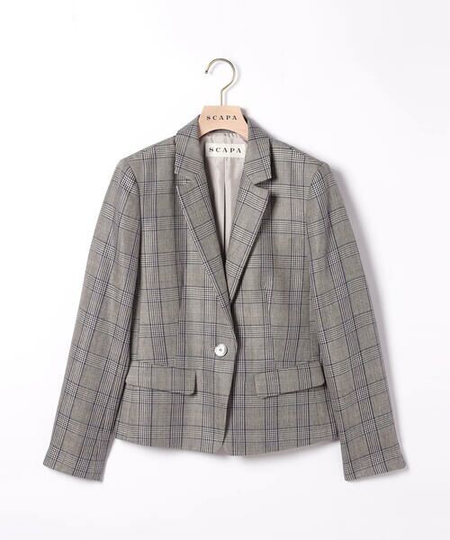 SCAPA / スキャパ テーラードジャケット | ムーンチェックツィードジャケット（ネイビー）