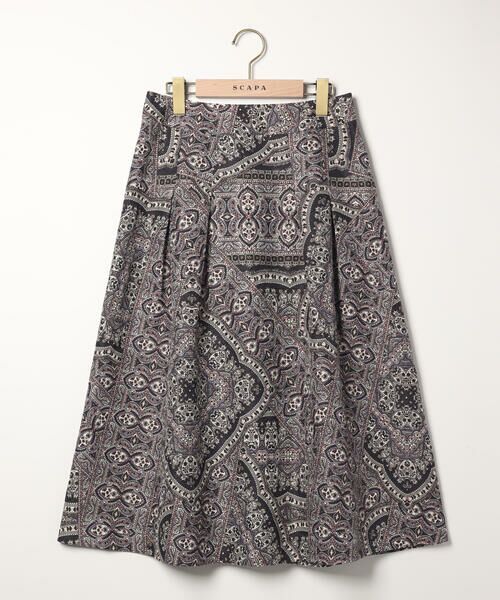 SCAPA / スキャパ ミニ・ひざ丈スカート | ジャカードサラサスカート（ネイビー）