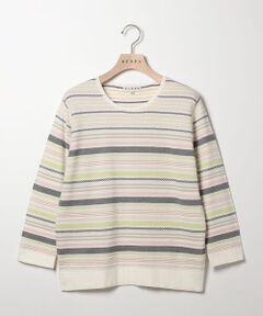 SCAPA / スキャパ ニット・セーター | ジャカードボーダー八分袖ニット