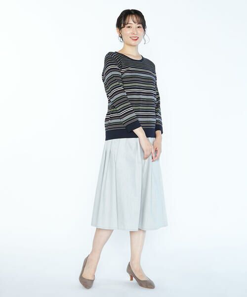 SCAPA / スキャパ ニット・セーター | ジャカードボーダー八分袖ニット | 詳細2