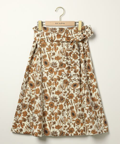 SCAPA / スキャパ ミニ・ひざ丈スカート | Ｌｉｂｅｒｔｙ　Ｐｒｉｎｔモノフラワースカート（ベージュ）