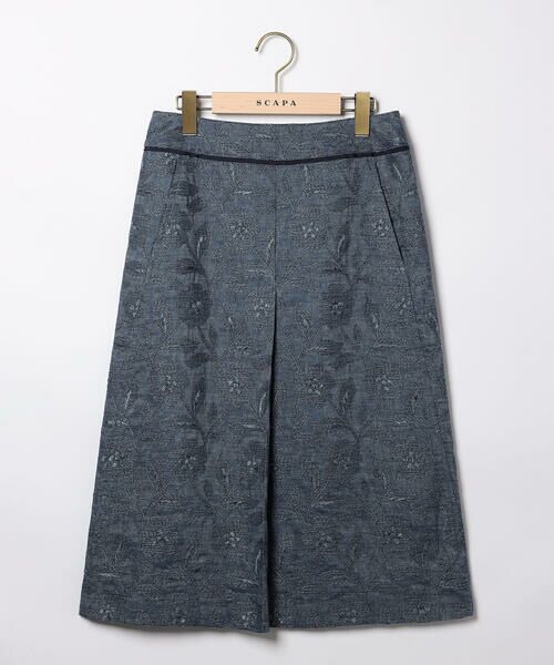 SCAPA / スキャパ ミニ・ひざ丈スカート | アスペジエンブロイダリースカート（ブルー）