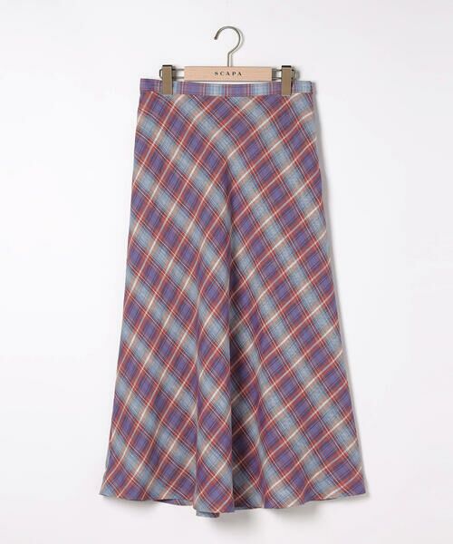 SCAPA/スキャパ リネンチェックスカート レッド 38 SCAPA/スキャパ リネンチェックスカート レッド 38