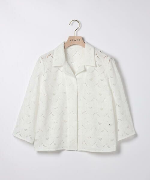 SCAPA / スキャパ シャツ・ブラウス | フラワーレースブラウス（ホワイト）