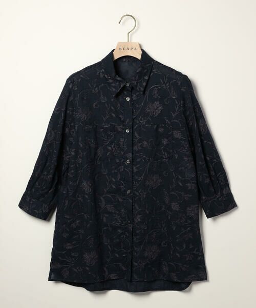 SCAPA/スキャパ フラワーエンブロイダリーブラウス ネイビー 40 SCAPA/スキャパ フラワーエンブロイダリーブラウス ネイビー 40