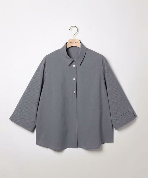 SCAPA / スキャパ シャツ・ブラウス | サッカーギンガムブラウス（ネイビー）