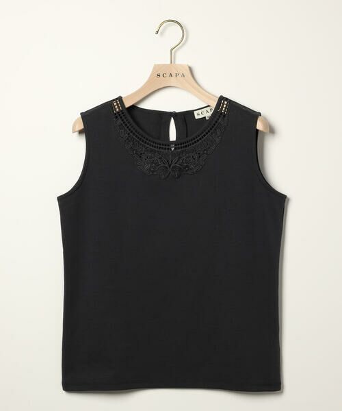 SCAPA / スキャパ カットソー | エンブロジャージノースリーブカットソー（ネイビー）