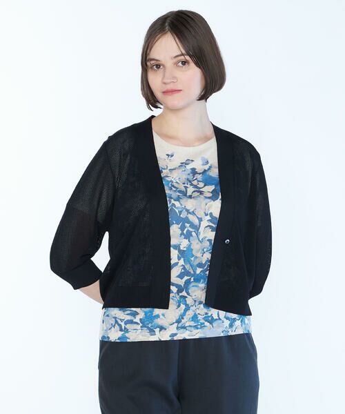 【未着用】スキャパ SCAPA コットン半袖ニット＆カーデガン（40）手洗い可 未着用】スキャパ SCAPA コットン半袖ニット＆カーデガン（40